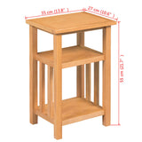 End Table with Magazine Shelf 27x35x55 cm Solid Oak Wood - Rear View