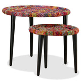 Coffee Table Set 2 Pieces Chindi Weave Details Multicolour