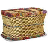 Coffee Table Bamboo with Chindi Details Multicolour - Front View