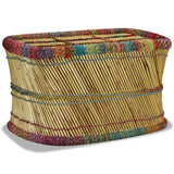 Coffee Table Bamboo with Chindi Details Multicolour - 45-Degree Angle