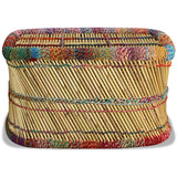 Coffee Table Bamboo with Chindi Details Multicolour - Rear View