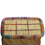 Coffee Table Bamboo with Chindi Details Multicolour - Close-Up Angle