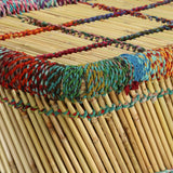 Coffee Table Bamboo with Chindi Details Multicolour - Low Angle