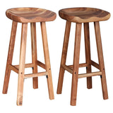 Bar Stools 2 pcs Solid Acacia Wood - Front View
