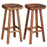 Bar Stools 2 pcs Solid Acacia Wood - Side View