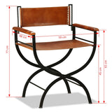 Folding Chair Black and Brown Real Leather - Extra Image