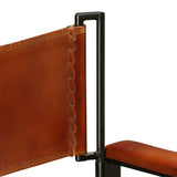 Folding Chair Black and Brown Real Leather