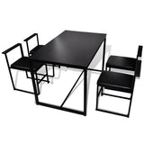 5 Piece Dining Table and Chair Set Black - Front View