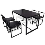 5 Piece Dining Table and Chair Set Black - Top-Down View