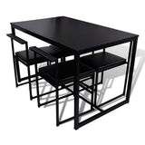 5 Piece Dining Table and Chair Set Black - 45-Degree Angle