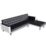 L-shaped Sofa Bed Faux Leather Black
