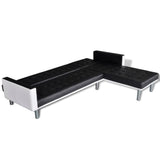 L-shaped Sofa Bed Faux Leather Black