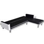 L-shaped Sofa Bed Faux Leather Black
