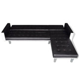 L-shaped Sofa Bed Faux Leather Black