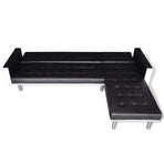 L-shaped Sofa Bed Faux Leather Black