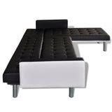 L-shaped Sofa Bed Faux Leather Black