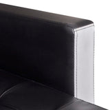 L-shaped Sofa Bed Faux Leather Black - Low Angle