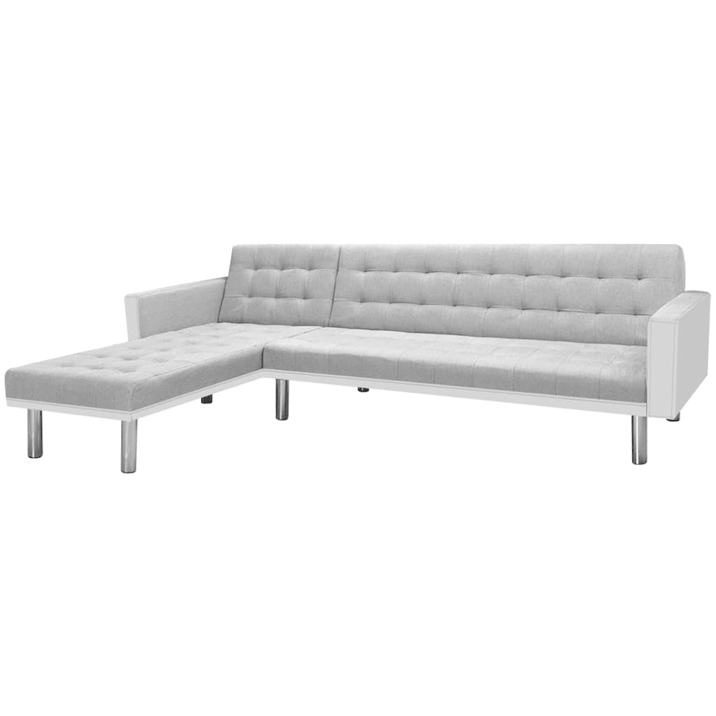 Corner Sofa Bed Fabric  218x155x69 cm White and Grey
