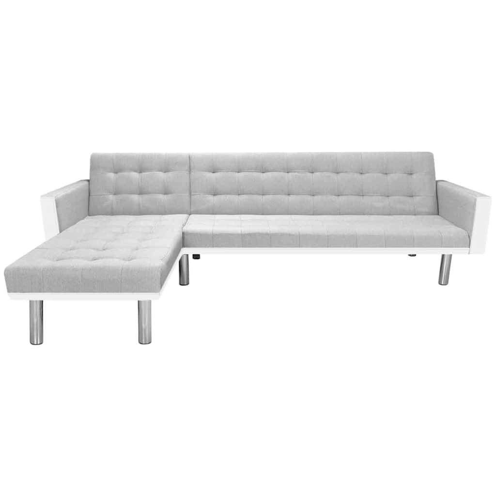 Corner Sofa Bed Fabric  218x155x69 cm White and Grey