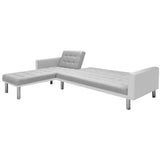 Corner Sofa Bed Fabric  218x155x69 cm White and Grey - Side View