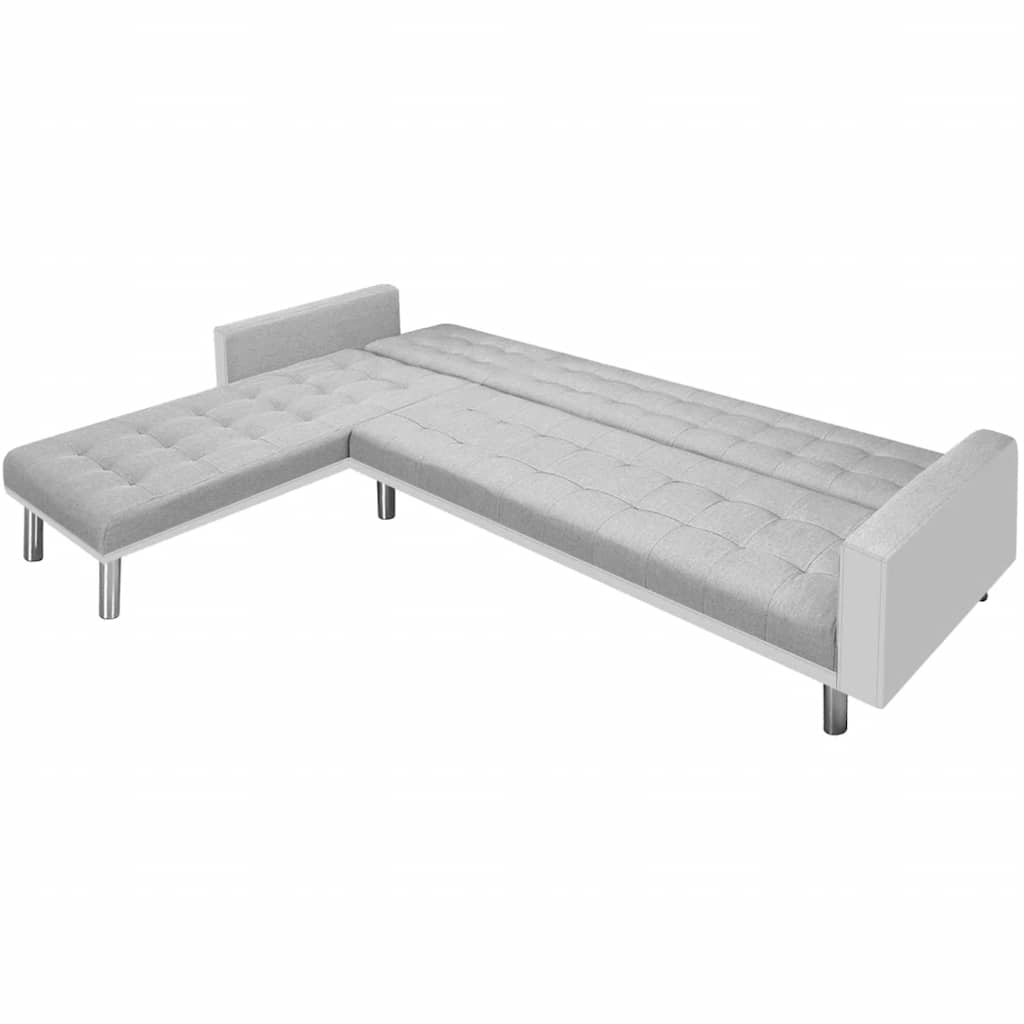Corner Sofa Bed Fabric  218x155x69 cm White and Grey