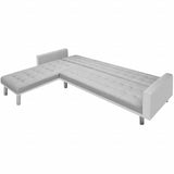 Corner Sofa Bed Fabric  218x155x69 cm White and Grey
