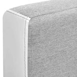 Corner Sofa Bed Fabric  218x155x69 cm White and Grey - Close-Up Angle