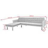 Corner Sofa Bed Fabric  218x155x69 cm White and Grey