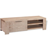 Tv Cabinet Solid Brushed Acacia Wood 140x38x40 Cm - Front View
