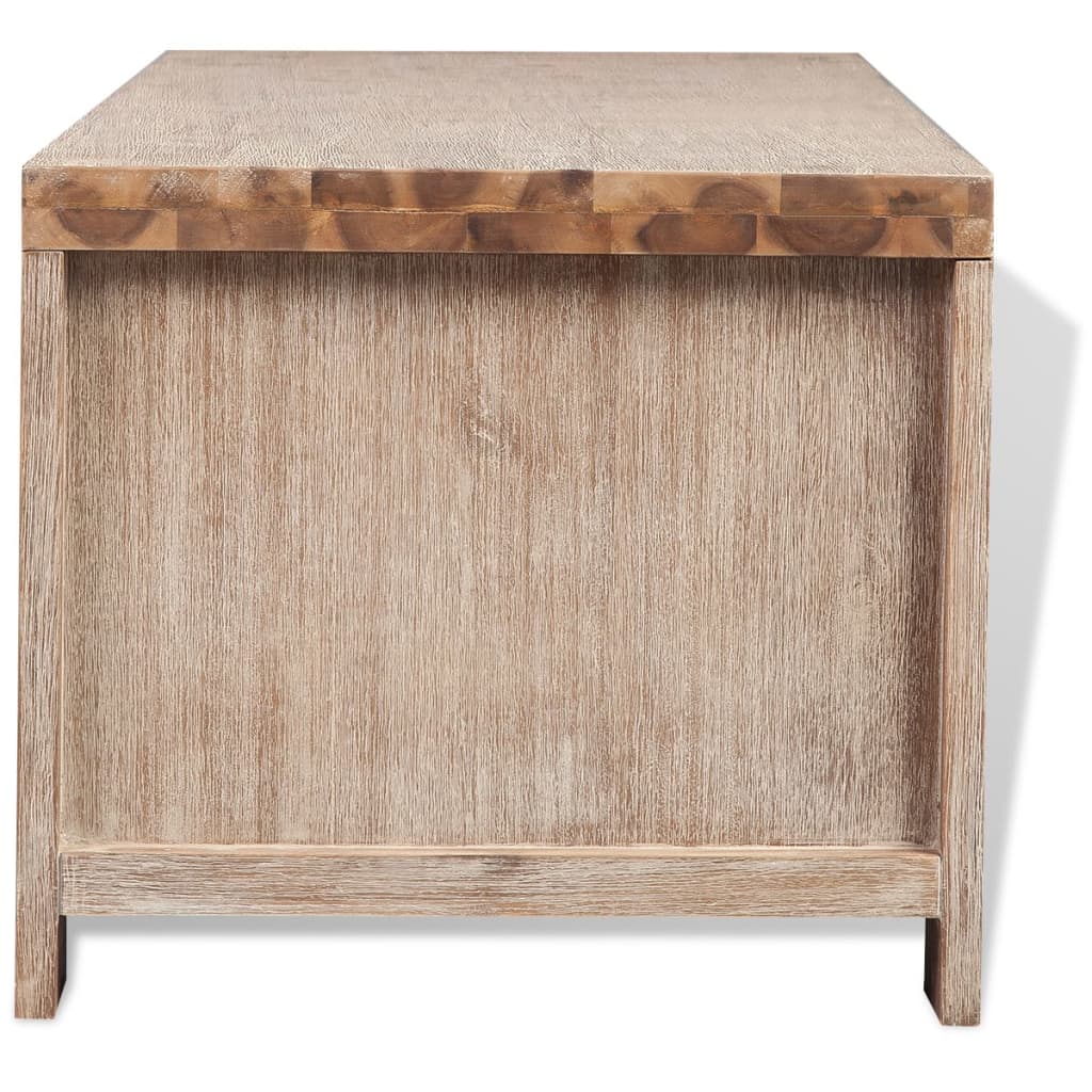 Tv Cabinet Solid Brushed Acacia Wood 140x38x40 Cm