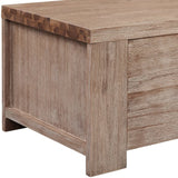 Tv Cabinet Solid Brushed Acacia Wood 140x38x40 Cm - Close-Up Angle