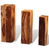 3 Piece Plant Stands Solid Acacia Wood Brown