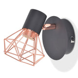 Wall Lamp 2 pcs E14 Black and Copper - Front View