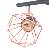 Ceiling Lamp with 2 Spotlights E14 Black and Copper - Side View