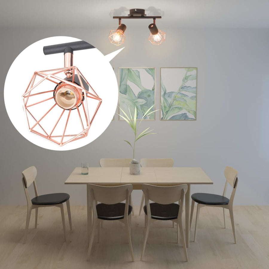Ceiling Lamp With 2 Spotlights E14 Black And Copper