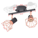Ceiling Lamp with 2 Spotlights E14 Black and Copper - 45-Degree Angle