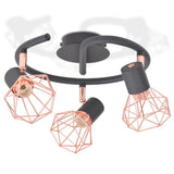 Ceiling Lamp with 3 Spotlights E14 Black and Copper - Front View