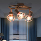 Ceiling Lamp with 3 Spotlights E14 Black and Copper - Top-Down View