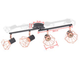 Ceiling Lamp with 4 Spotlights E14 Black and Copper - 45-Degree Angle