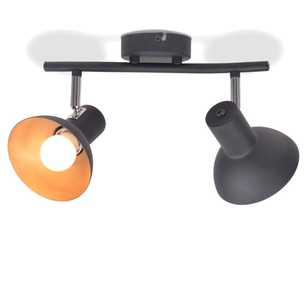 Ceiling Lamp For 2 Bulbs E27 Black And Gold