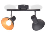 Ceiling Lamp For 2 Bulbs E27 Black And Gold - Front View