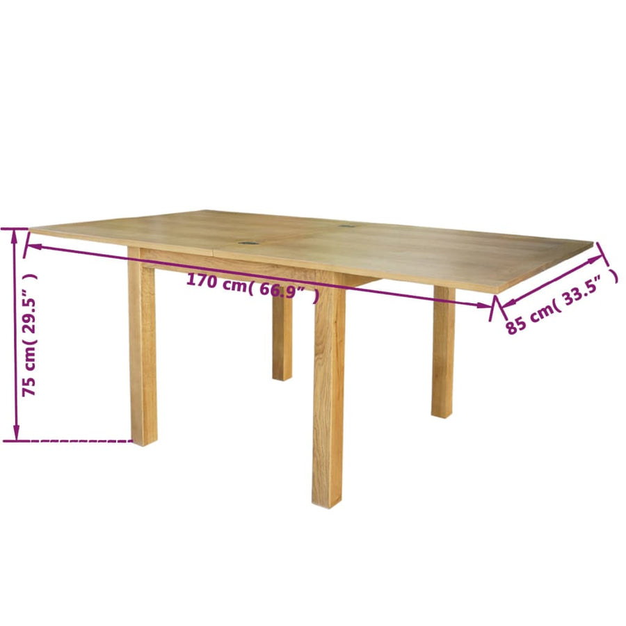 Extendable Table Oak 170x85x75 Cm