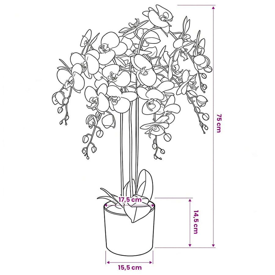Artificial Orchid Plant with Pot 75 cm White