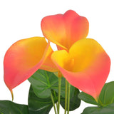 Artificial Calla Lily Plant with Pot 45 cm Red and Yellow - Front View