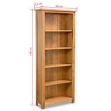5-Tier Bookcase 60x22.5x140 cm Solid Oak Wood - 45-Degree Angle