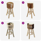 Bar Stool Goatskin Leather and Solid Teak Wood - Rear View