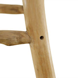 Bar Stool Goatskin Leather and Solid Teak Wood - Low Angle