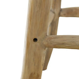 Bar Stool Goatskin Leather and Solid Teak Wood