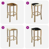 Bar Stool Goatskin Leather and Solid Teak Wood - Rear View