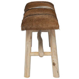 Bench Goatskin Leather Teak - Side View